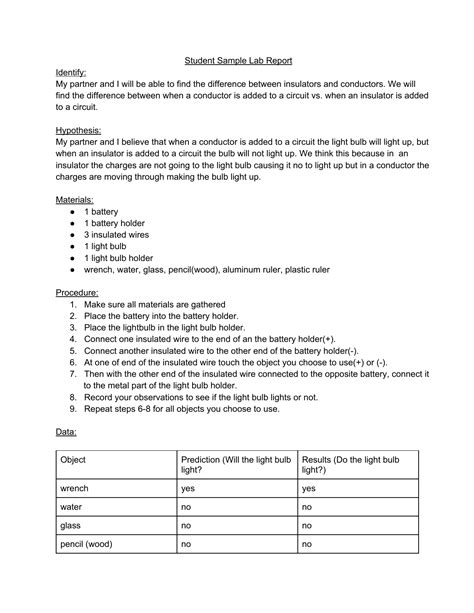 student lab report example.